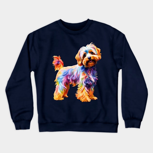 Rainbow Yorkipoo Impressionism Crewneck Sweatshirt by Doodle and Things